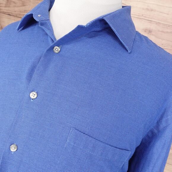 VAN HEUSEN REGULAR FIT WRINKLE FREE BLUE BUTTON DOWN SHIRT SZ 2XL 18-18.5 36/37 - Picture 2 of 7